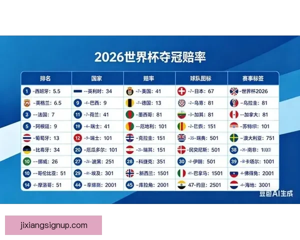 世界杯竞猜赔率大比拼 精选数据分析助你精准预测比赛结果